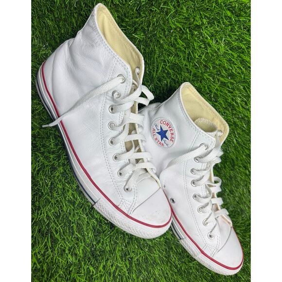 Converse Chuck Taylor All Star Hi Leather White Sz 10M/12W Unisex 132169C - Picture 3 of 8